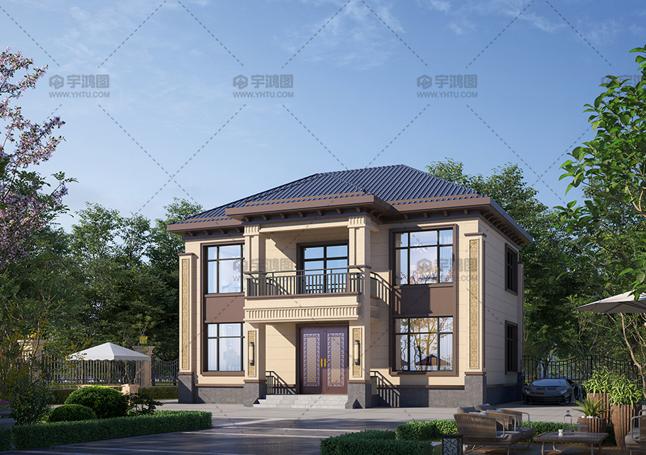 精美实用两层新中式别墅占地117平别墅设计图纸